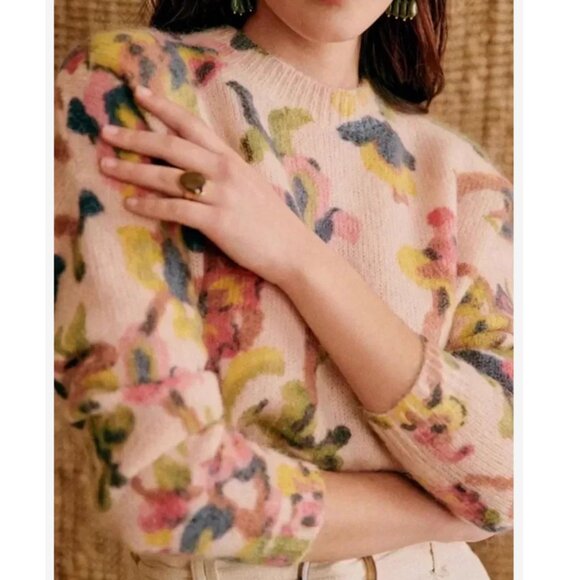 Sezane Orphee Jumper Sweater - Multi Color French Knit Floral Soft Casual - Picture 2 of 12